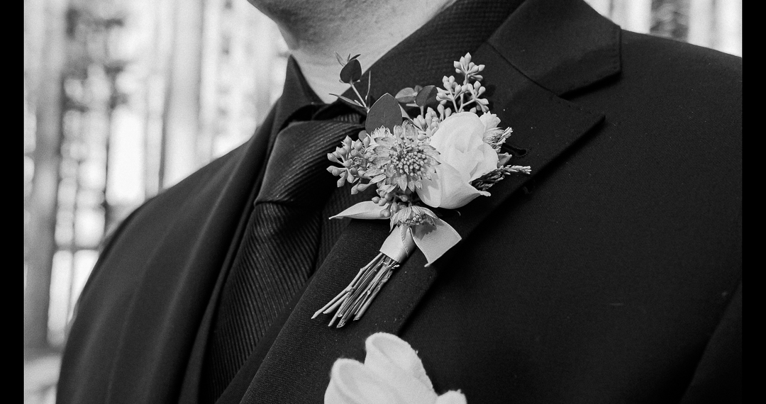 Groom Black and White Photo at a shepherd's hollow wedding