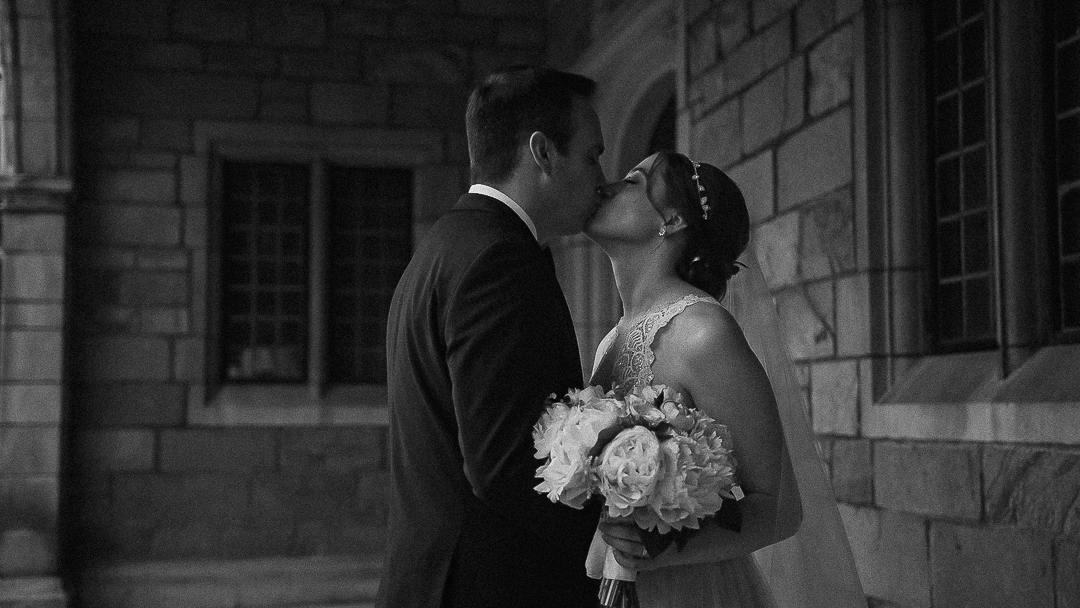 Stone Chalet Wedding Kiss