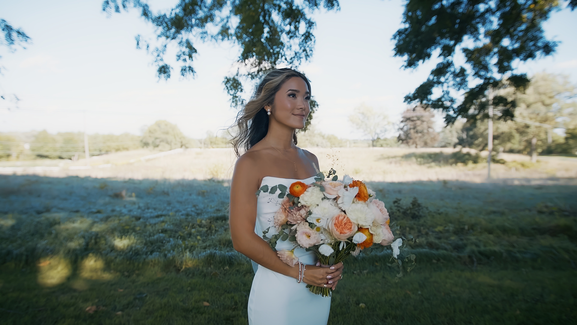 Stunning Bride and Bouquet at a Cornman Farms Wedding